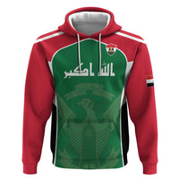 Custom World Football 2026 Iraq Zip Hoodie Eagle of Saladin Championship Spirit