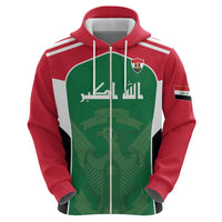 Custom World Football 2026 Iraq Zip Hoodie Eagle of Saladin Championship Spirit