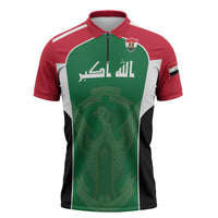 Custom World Football 2026 Iraq Zipper Polo Shirt Eagle of Saladin Championship Spirit
