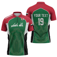 Custom World Football 2026 Iraq Zipper Polo Shirt Eagle of Saladin Championship Spirit