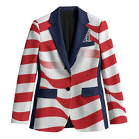 Custom World Football 2026 USA Blazer Wavy American Flag Stripes Graphic