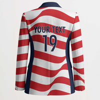 Custom World Football 2026 USA Blazer Wavy American Flag Stripes Graphic