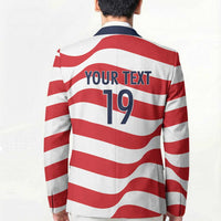Custom World Football 2026 USA Blazer Wavy American Flag Stripes Graphic