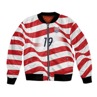 Custom World Football 2026 USA Bomber Jacket Wavy American Flag Stripes Graphic