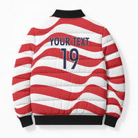 Custom World Football 2026 USA Bomber Puffer Jacket Wavy American Flag Stripes Graphic