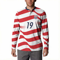 Custom World Football 2026 USA Button Sweatshirt Wavy American Flag Stripes Graphic