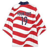 Custom World Football 2026 USA Kimono Wavy American Flag Stripes Graphic