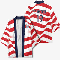 Custom World Football 2026 USA Kimono Wavy American Flag Stripes Graphic