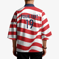 Custom World Football 2026 USA Kimono Wavy American Flag Stripes Graphic