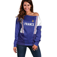 Custom World Football 2026 France Off Shoulder Sweater Allez Les Bleus Go Champions