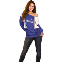 Custom World Football 2026 France Off Shoulder Sweater Allez Les Bleus Go Champions