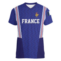 Custom World Football 2026 France Women V-Neck T-Shirt Allez Les Bleus Go Champions