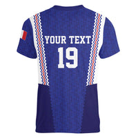 Custom World Football 2026 France Women V-Neck T-Shirt Allez Les Bleus Go Champions