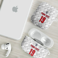 Custom World Football 2026 England AirPods Case Three Lions Monogram White Glory