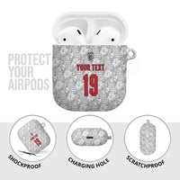 Custom World Football 2026 England AirPods Case Three Lions Monogram White Glory