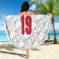 Custom World Football 2026 England Beach Blanket Three Lions Monogram White Glory
