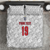 Custom World Football 2026 England Bedding Set Three Lions Monogram White Glory
