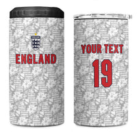Custom World Football 2026 England 4 in 1 Can Cooler Tumbler Three Lions Monogram White Glory