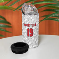 Custom World Football 2026 England 4 in 1 Can Cooler Tumbler Three Lions Monogram White Glory