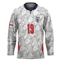 Custom World Football 2026 England Hockey Jersey Three Lions Monogram White Glory