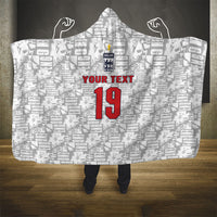 Custom World Football 2026 England Hooded Blanket Three Lions Monogram White Glory