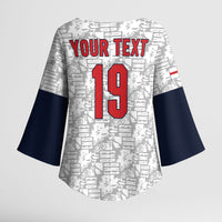 Custom World Football 2026 England Kimono Sleeve Blouse Three Lions Monogram White Glory