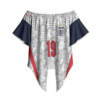 Custom World Football 2026 England Off Shoulder Wrap Waist Top Three Lions Monogram White Glory
