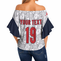 Custom World Football 2026 England Off Shoulder Wrap Waist Top Three Lions Monogram White Glory