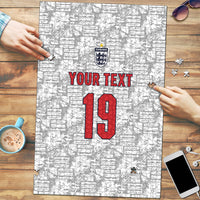Custom World Football 2026 England Puzzle Three Lions Monogram White Glory