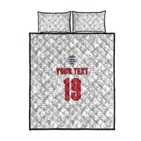 Custom World Football 2026 England Quilt Bed Set Three Lions Monogram White Glory