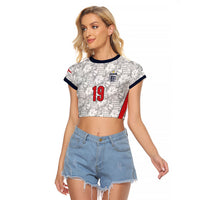 Custom World Football 2026 England Raglan Cropped T Shirt Three Lions Monogram White Glory
