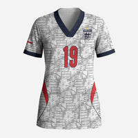 Custom World Football 2026 England Scrub Top Three Lions Monogram White Glory