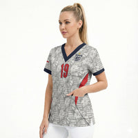 Custom World Football 2026 England Scrub Top Three Lions Monogram White Glory