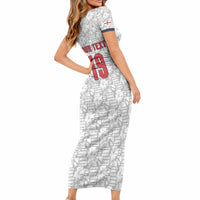 Custom World Football 2026 England Short Sleeve Bodycon Dress Three Lions Monogram White Glory