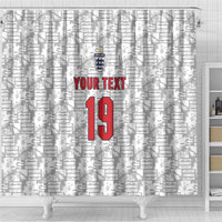 Custom World Football 2026 England Shower Curtain Three Lions Monogram White Glory