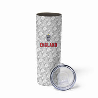 Custom World Football 2026 England Skinny Tumbler Three Lions Monogram White Glory