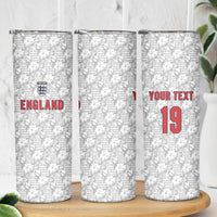Custom World Football 2026 England Skinny Tumbler Three Lions Monogram White Glory