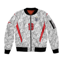 Custom World Football 2026 England Sleeve Zip Bomber Jacket Three Lions Monogram White Glory