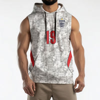 Custom World Football 2026 England Sleeveless Hoodie Three Lions Monogram White Glory