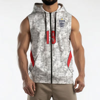 Custom World Football 2026 England Sleeveless Zip Hoodie Three Lions Monogram White Glory