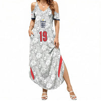 Custom World Football 2026 England Summer Maxi Dress Three Lions Monogram White Glory