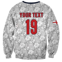 Custom World Football 2026 England Sweatshirt Three Lions Monogram White Glory