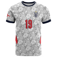 Custom World Football 2026 England T Shirt Three Lions Monogram White Glory