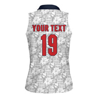 Custom World Football 2026 England Women Sleeveless Polo Shirt Three Lions Monogram White Glory