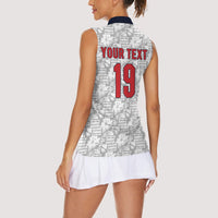 Custom World Football 2026 England Women Sleeveless Polo Shirt Three Lions Monogram White Glory