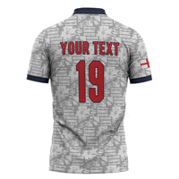 Custom World Football 2026 England Zipper Polo Shirt Three Lions Monogram White Glory