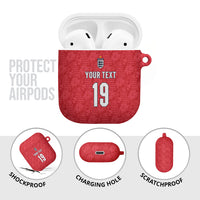 Custom World Football 2026 England AirPods Case Three Lions Monogram Red Glory