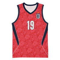 Custom World Football 2026 England Basketball Jersey Three Lions Monogram Red Glory