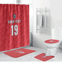 Custom World Football 2026 England Bathroom Set Three Lions Monogram Red Glory