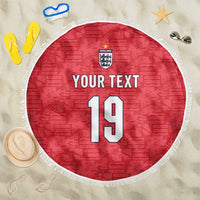 Custom World Football 2026 England Beach Blanket Three Lions Monogram Red Glory